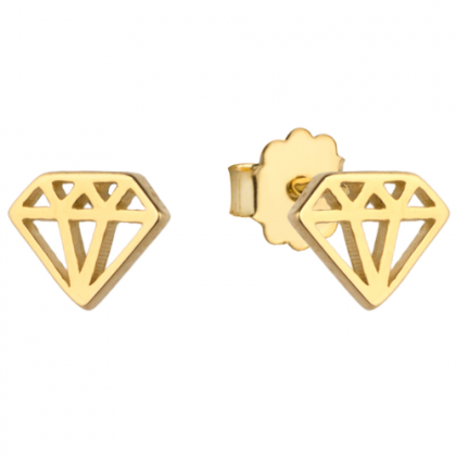 Złote kolczyki w kształcie Diamentów próby 585